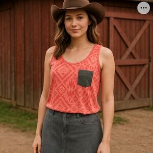 Victoria's Secret PINK - Coral Aztec Print Tank Top size L